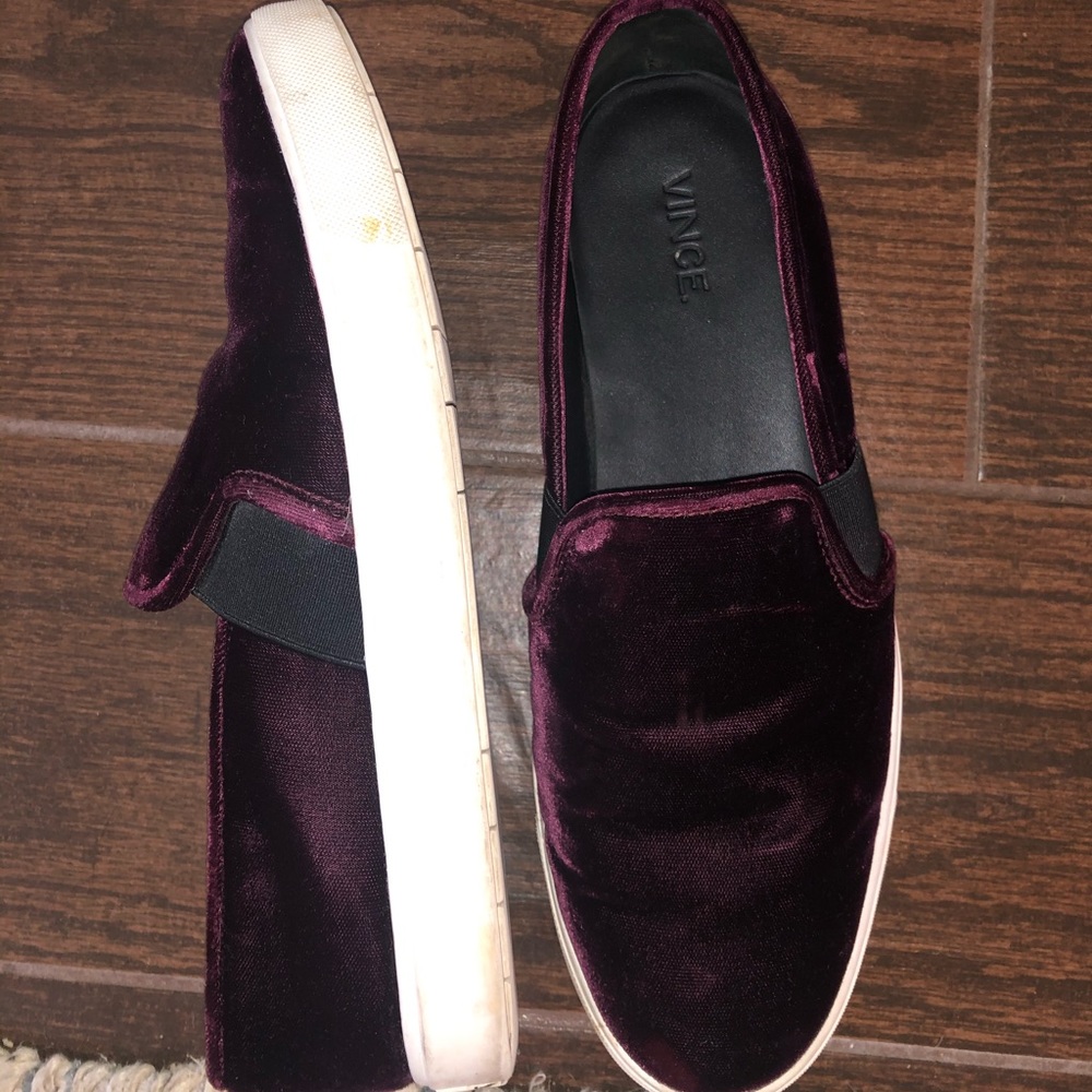 Vince red velvet slip ons!!!!